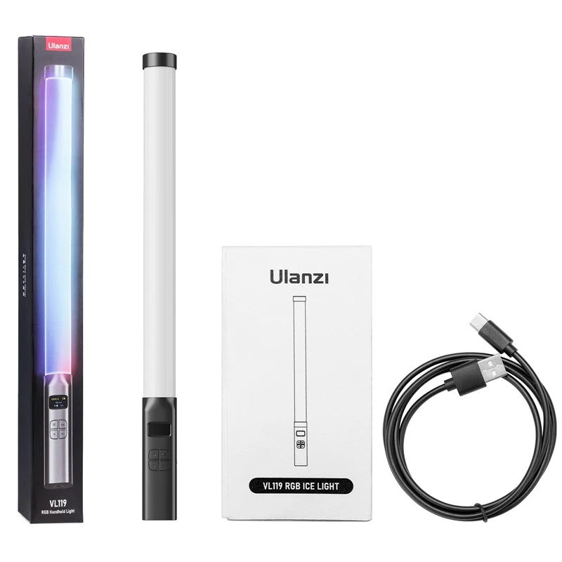 Ulanzi VL119 Handheld RGB Lichtstab – Tragbare LED Stick Light 50 cm, CRI 95+, 2500K–9000K, Wiederaufladbare Studio-Fotolampe