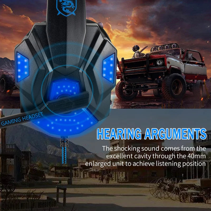 Professionelles LED Gaming-Headset – Mit Mikrofon, Bass Stereo Sound & RGB-Licht, Kabelgebunden für PC, PS4, PS5 & Xbox