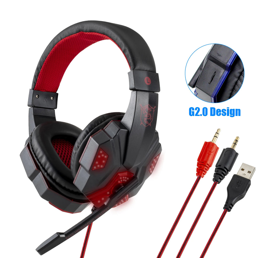 Professionelles LED Gaming-Headset – Mit Mikrofon, Bass Stereo Sound & RGB-Licht, Kabelgebunden für PC, PS4, PS5 & Xbox