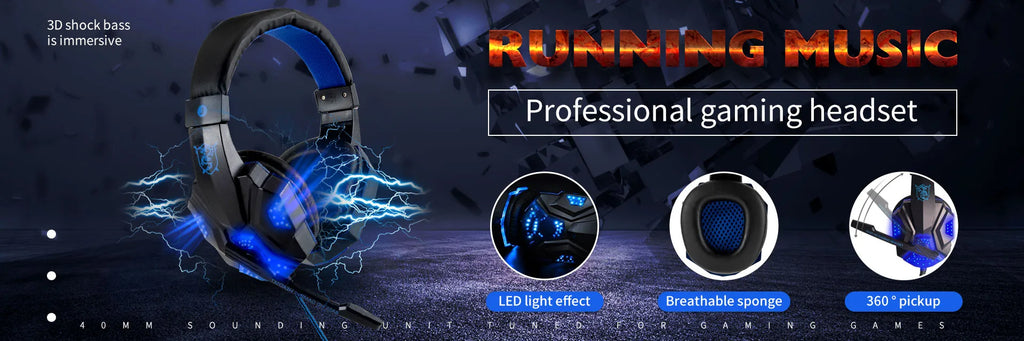 Professionelles LED Gaming-Headset – Mit Mikrofon, Bass Stereo Sound & RGB-Licht, Kabelgebunden für PC, PS4, PS5 & Xbox