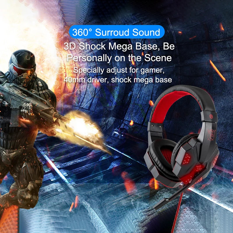 Professionelles LED Gaming-Headset – Mit Mikrofon, Bass Stereo Sound & RGB-Licht, Kabelgebunden für PC, PS4, PS5 & Xbox