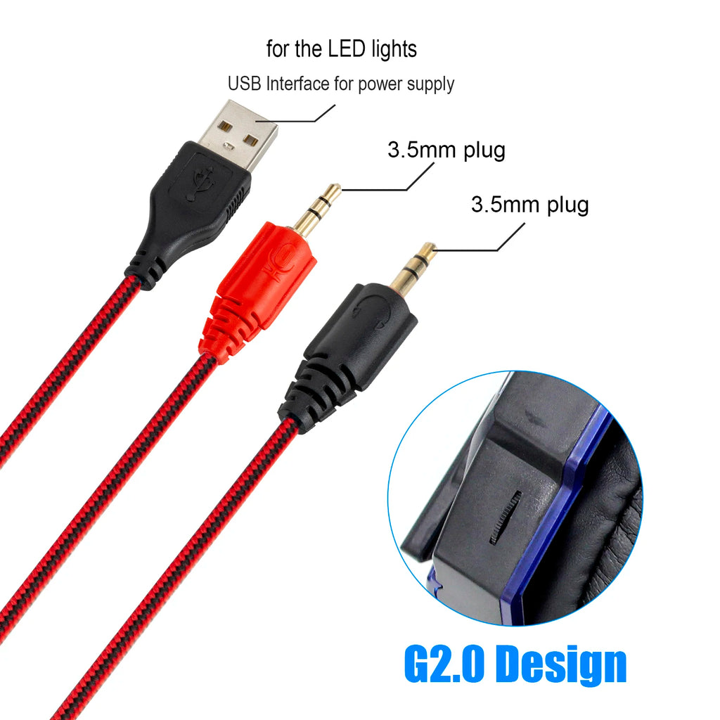 Professionelles LED Gaming-Headset – Mit Mikrofon, Bass Stereo Sound & RGB-Licht, Kabelgebunden für PC, PS4, PS5 & Xbox