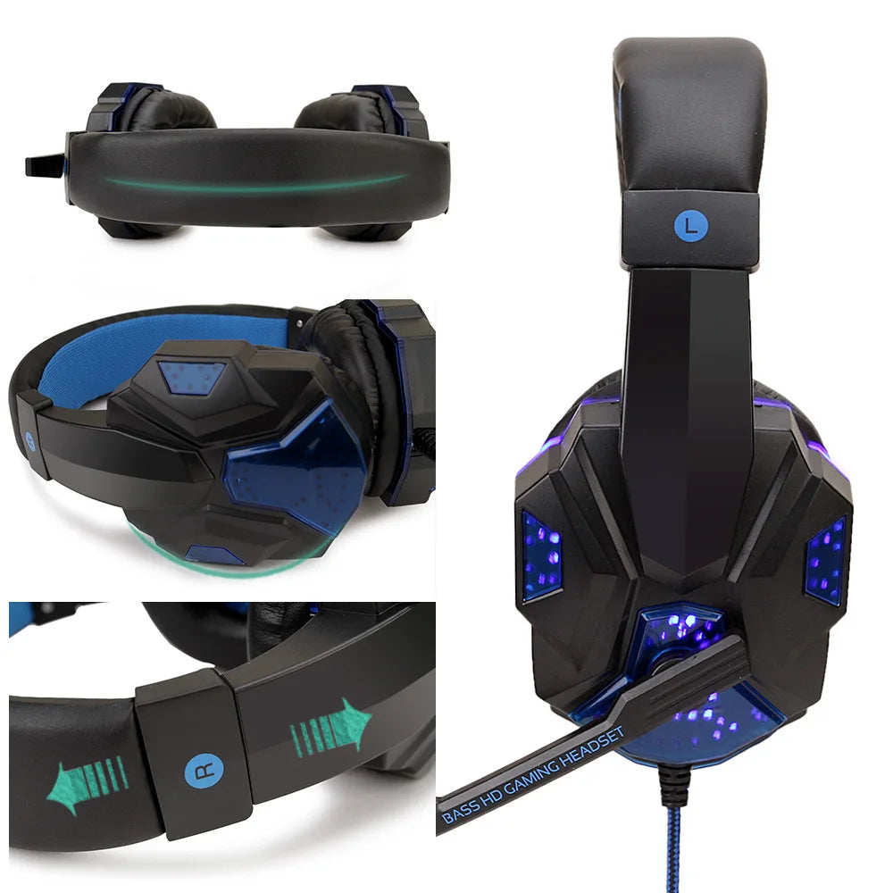 Professionelles LED Gaming-Headset – Mit Mikrofon, Bass Stereo Sound & RGB-Licht, Kabelgebunden für PC, PS4, PS5 & Xbox