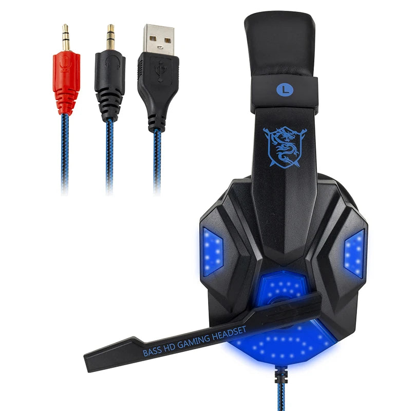 Professionelles LED Gaming-Headset – Mit Mikrofon, Bass Stereo Sound & RGB-Licht, Kabelgebunden für PC, PS4, PS5 & Xbox