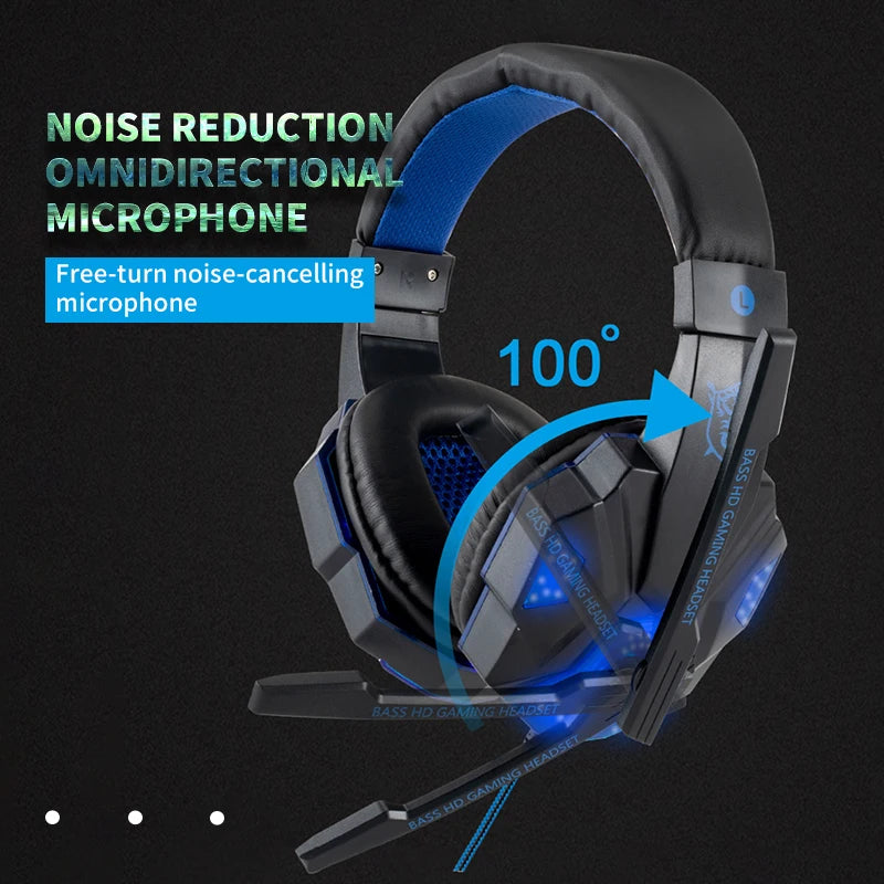 Professionelles LED Gaming-Headset – Mit Mikrofon, Bass Stereo Sound & RGB-Licht, Kabelgebunden für PC, PS4, PS5 & Xbox