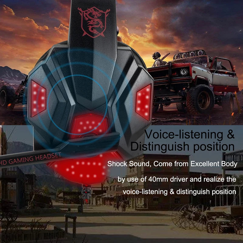 Professionelles LED Gaming-Headset – Mit Mikrofon, Bass Stereo Sound & RGB-Licht, Kabelgebunden für PC, PS4, PS5 & Xbox