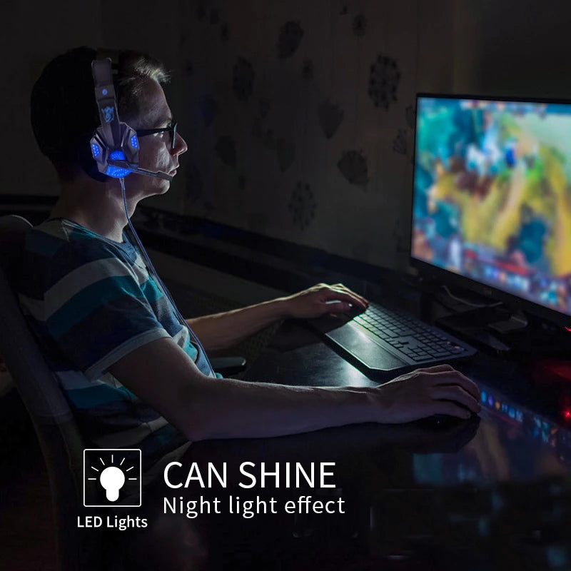 Professionelles LED Gaming-Headset – Mit Mikrofon, Bass Stereo Sound & RGB-Licht, Kabelgebunden für PC, PS4, PS5 & Xbox