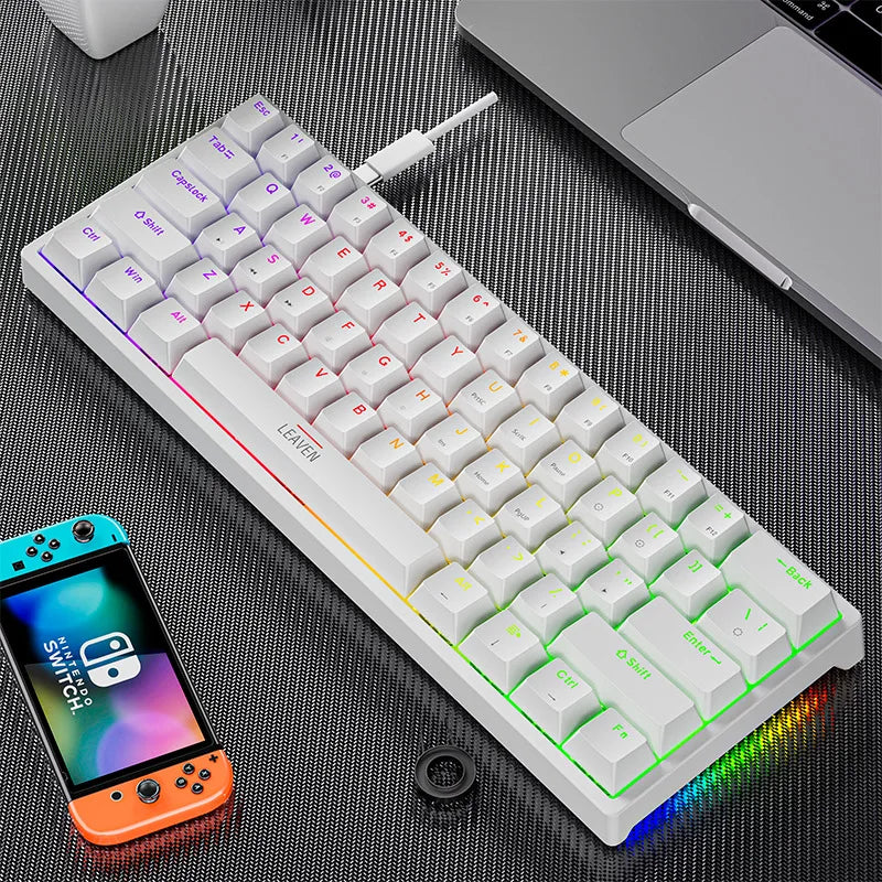 K620 Mini Mechanische Gaming-Tastatur – 60 % Layout, 61 Tasten, RGB, Hot-Swap & PBT-Keycaps, USB-C Kabelanschluss