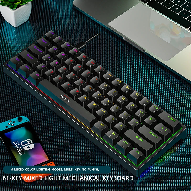 K620 Mini Mechanische Gaming-Tastatur – 60 % Layout, 61 Tasten, RGB, Hot-Swap & PBT-Keycaps, USB-C Kabelanschluss