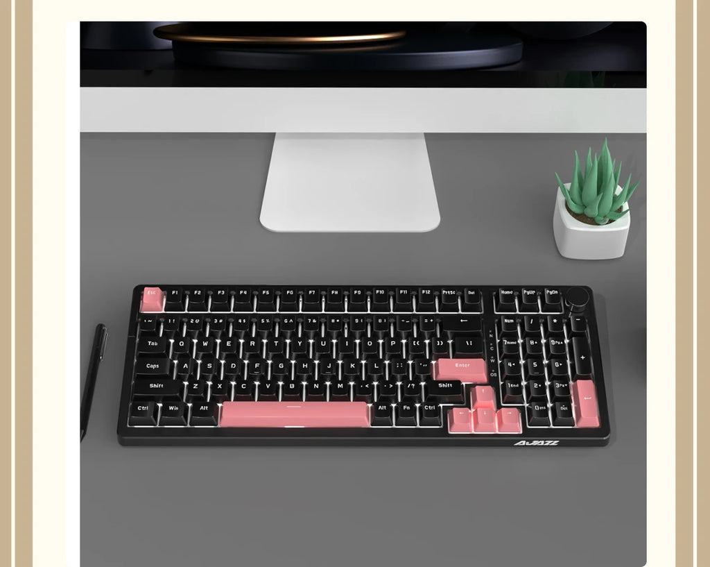 Ajazz AK992 Mechanische Tastatur – 98 Tasten, Hot-Swap, USB-Kabel & Multifunktions-Drehknopf, Vollformat Gaming Keyboard