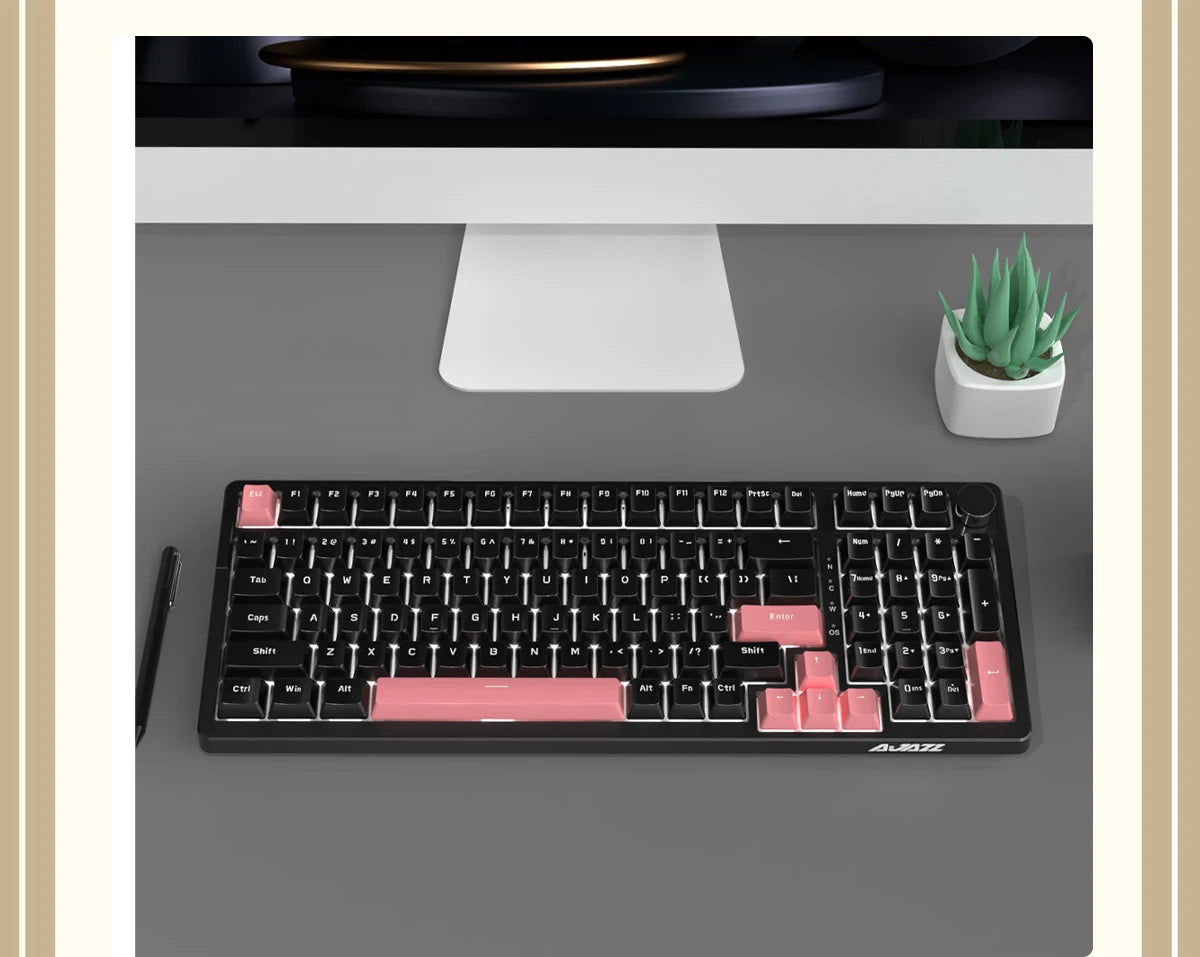 Ajazz AK992 Mechanische Tastatur – 98 Tasten, Hot-Swap, USB-Kabel & Multifunktions-Drehknopf, Vollformat Gaming Keyboard