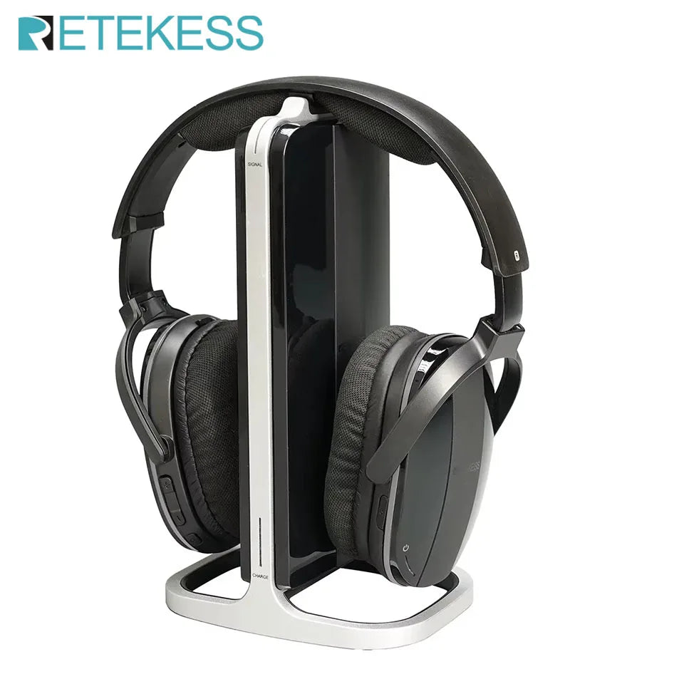 Kabelloser Bluetooth-Kopfhörer mit Multifunktions-Basis – Wiederaufladbares Headset für Handy, Computer & TV mit Energiesparfunktion