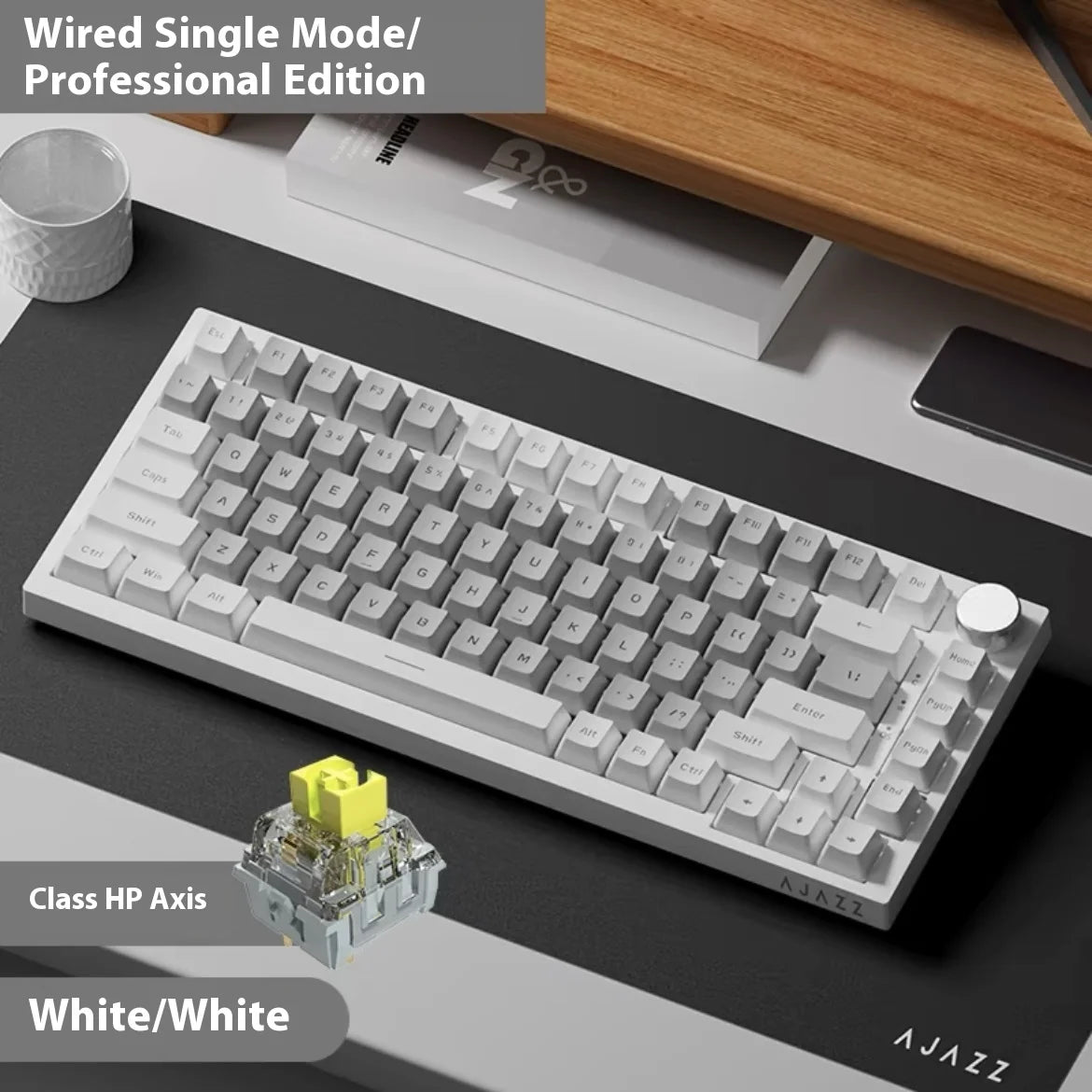 AJAZZ AK820PRO Mechanische Tastatur – 75% Layout, Dreifachmodus (2.4G / Bluetooth / Kabel), PBT-Keycaps, Hot-Swap & Gasket-Mount-Design