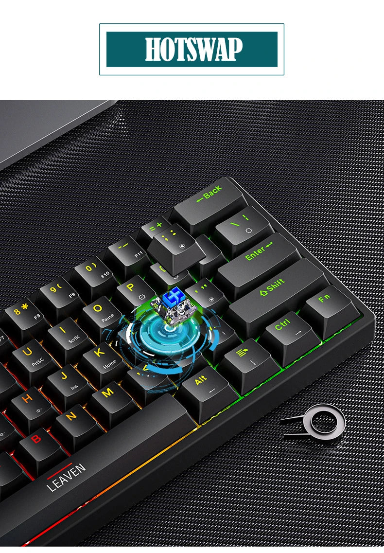 K620 Mini Mechanische Gaming-Tastatur – 60 % Layout, 61 Tasten, RGB, Hot-Swap & PBT-Keycaps, USB-C Kabelanschluss
