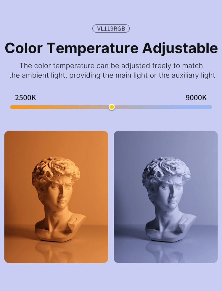 Ulanzi VL119 Colorful Led Stick Light Lamp Handheld RGB Tube Light Wand For Studio Game Room Video Movie Vlog Tiktok Photography