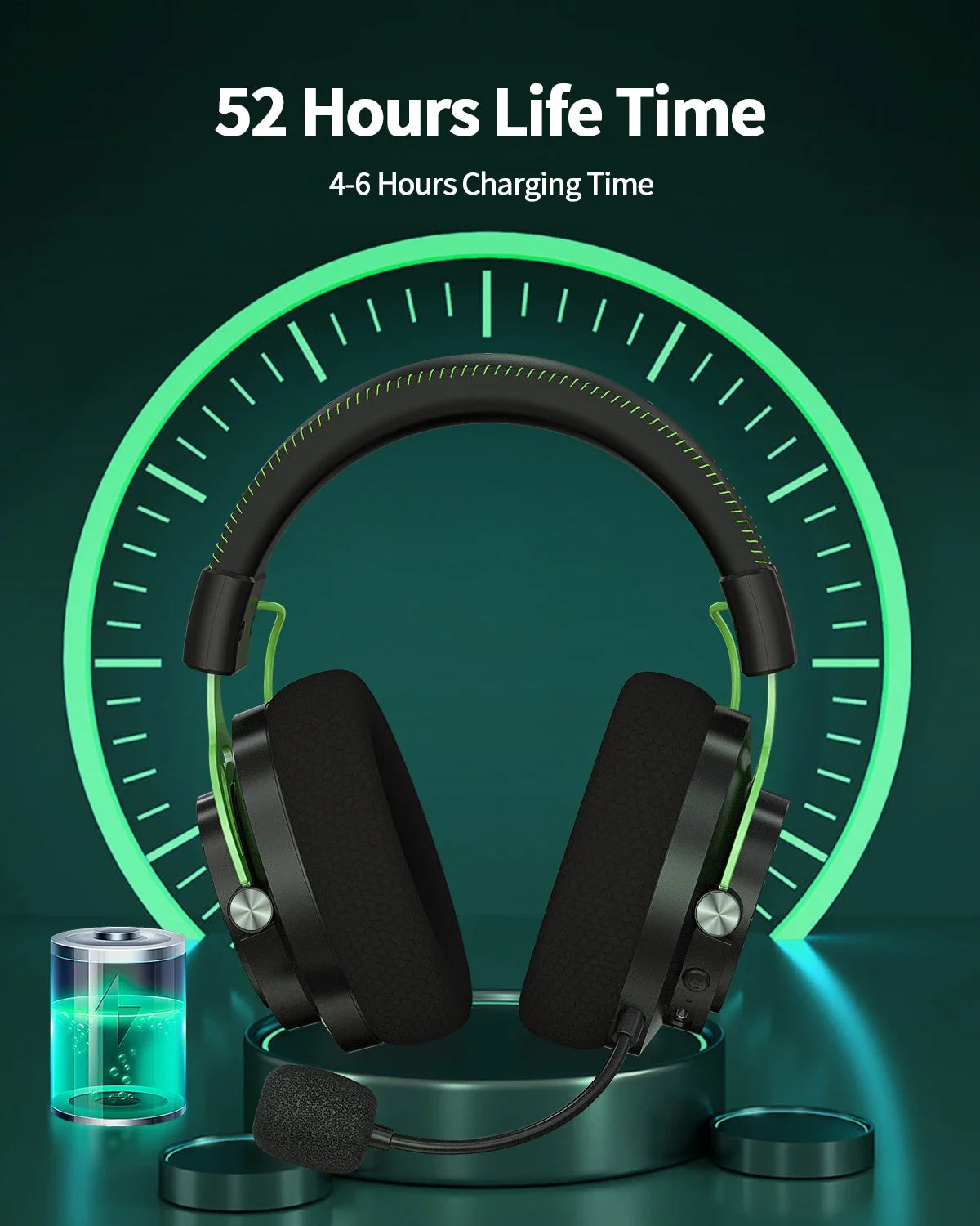 NUBWO G03 Kabelloses Gaming-Headset – 2.4GHz & Bluetooth Dual-Modus, Stereo-Sound, Geräuschunterdrückendes Mikrofon & USB-Dongle