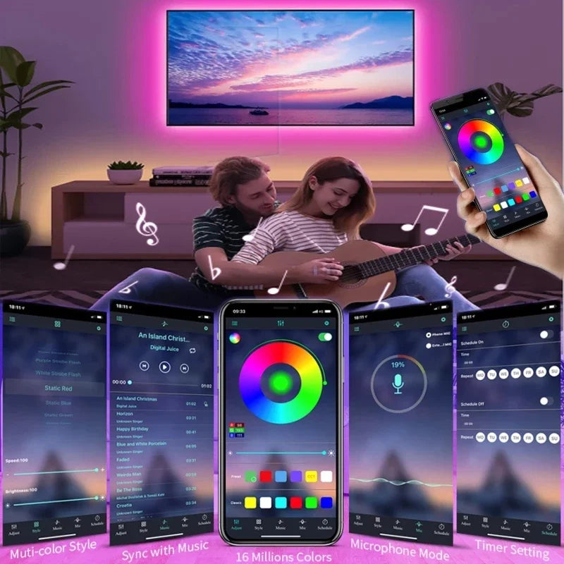 USB RGB LED Streifenlicht – Selbstklebendes LED-Band 1–20 m, Farbwechsel Lichtkette für TV, Kinderzimmer & Wohnraumdekoration