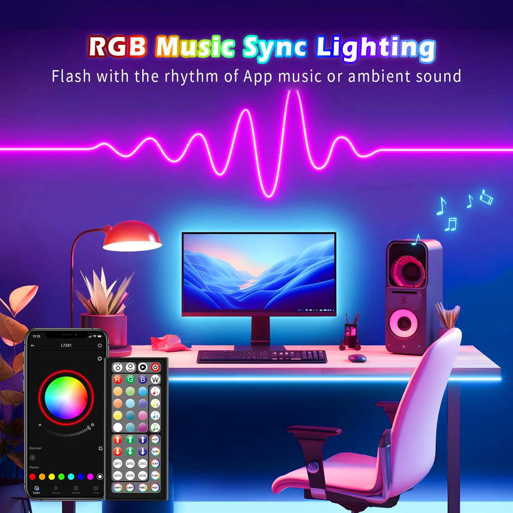 Flexible RGB Neon LED Seillichter – Mit App & Fernbedienung, Mehrfarbige IP65 Außenbeleuchtung, Deko-Licht für Haus, Garten & Zimmer