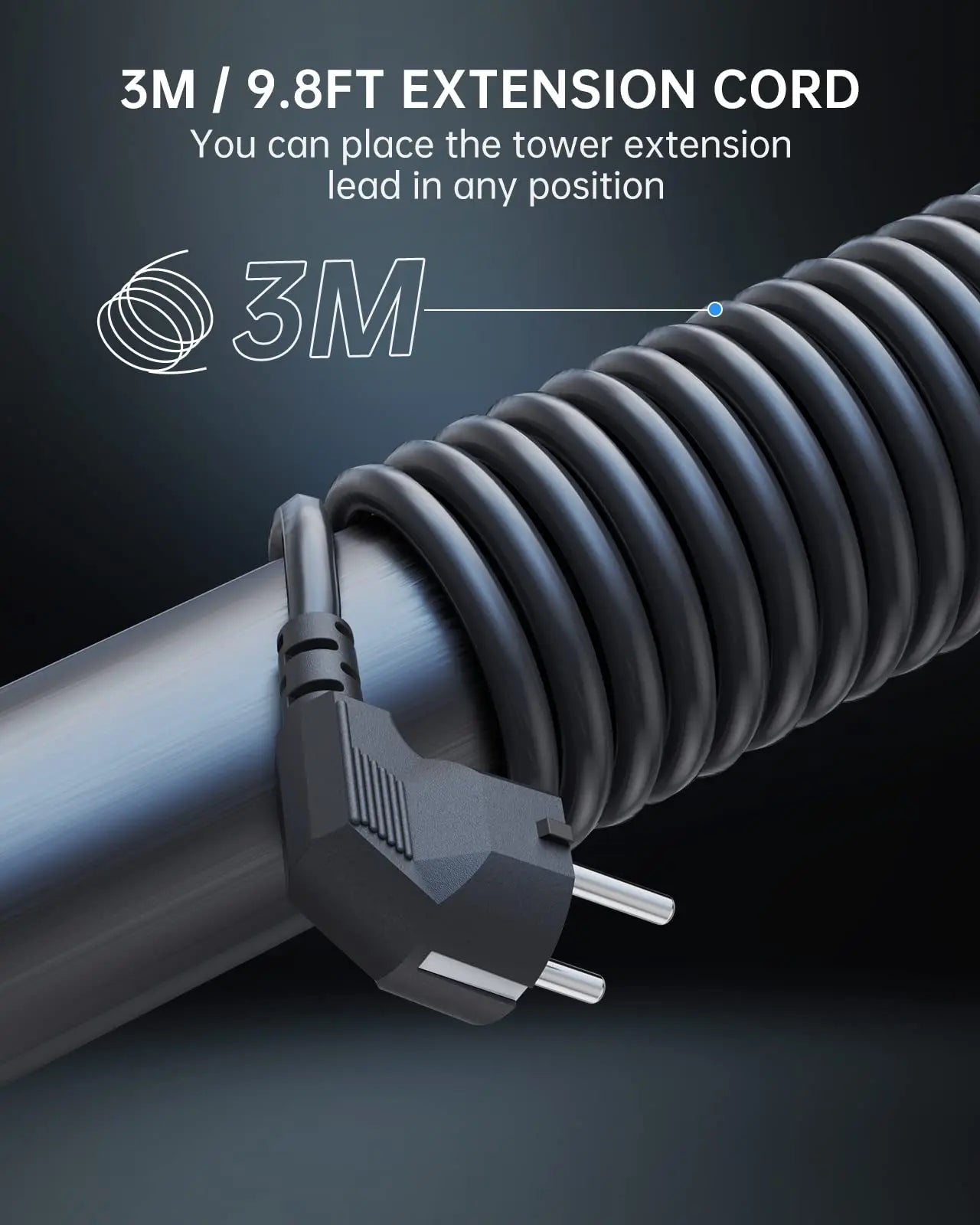 Mehrfachsteckdose 3 m mit 8 Steckplätzen, 3 USB & 1 USB-C – 2500 W / 10 A, Überspannungsschutz & Einzelschalter
