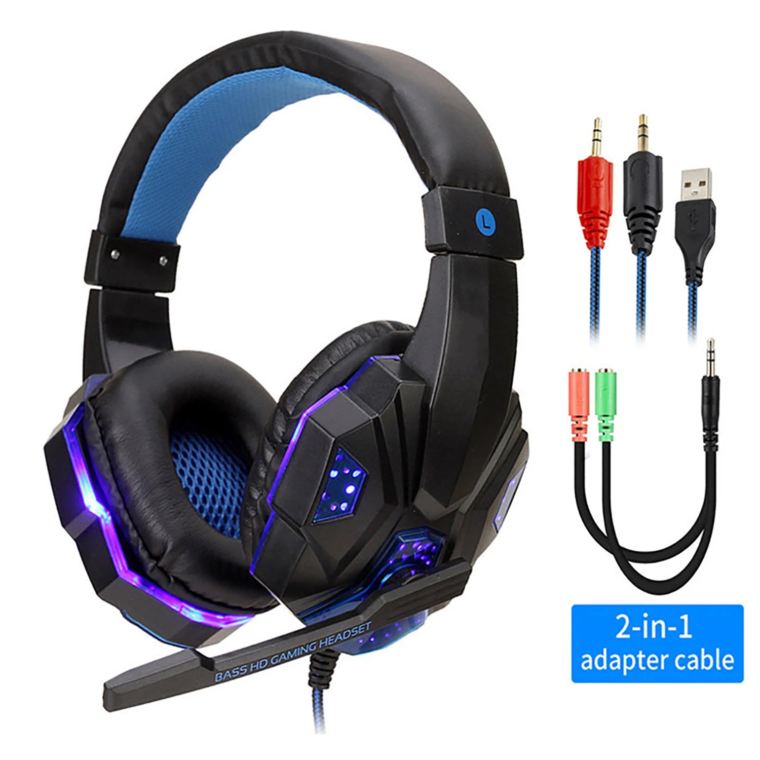 Professionelles LED Gaming-Headset – Mit Mikrofon, Bass Stereo Sound & RGB-Licht, Kabelgebunden für PC, PS4, PS5 & Xbox