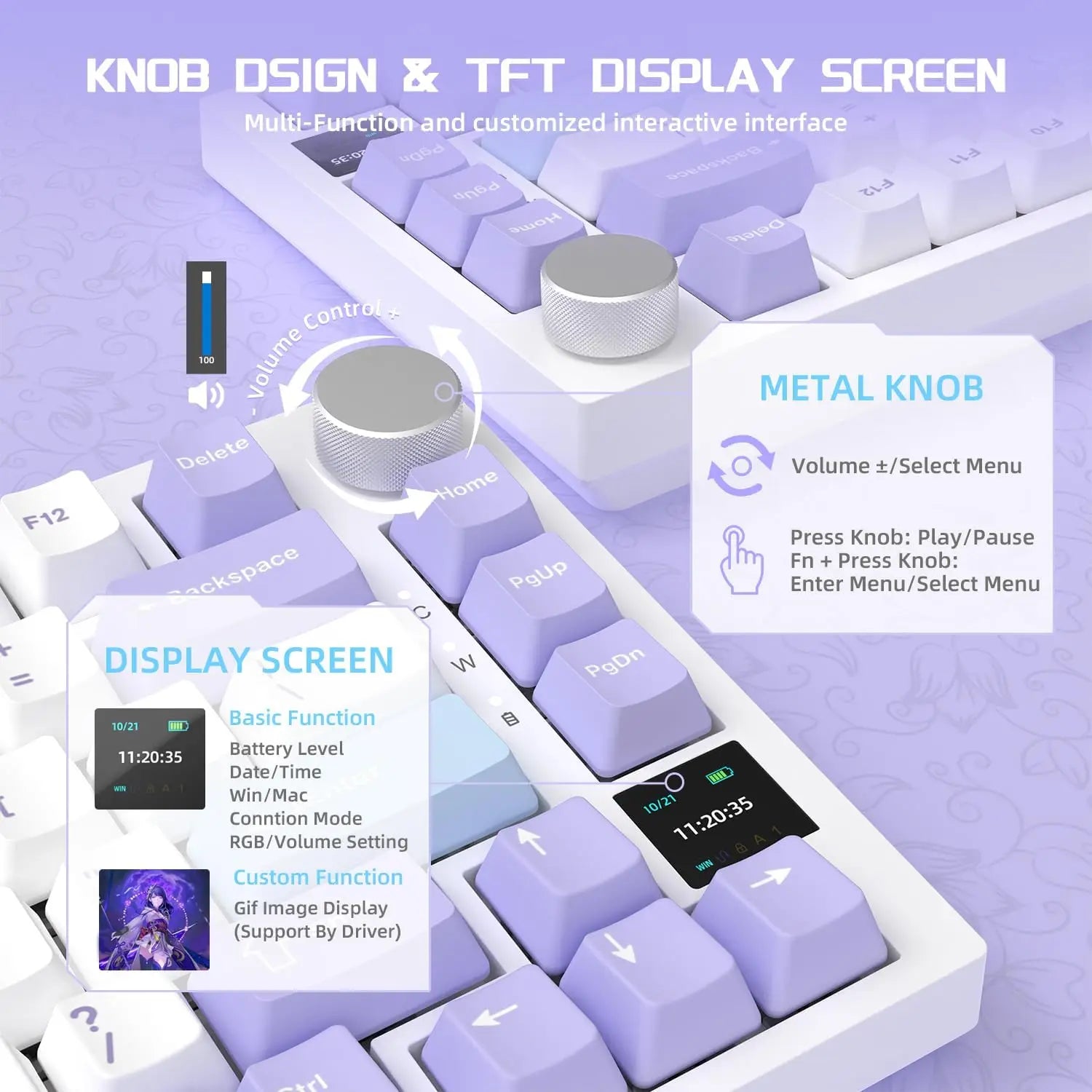 AJAZZ AK820PRO Mechanische Tastatur – 75% Layout, Dreifachmodus (2.4G / Bluetooth / Kabel), PBT-Keycaps, Hot-Swap & Gasket-Mount-Design