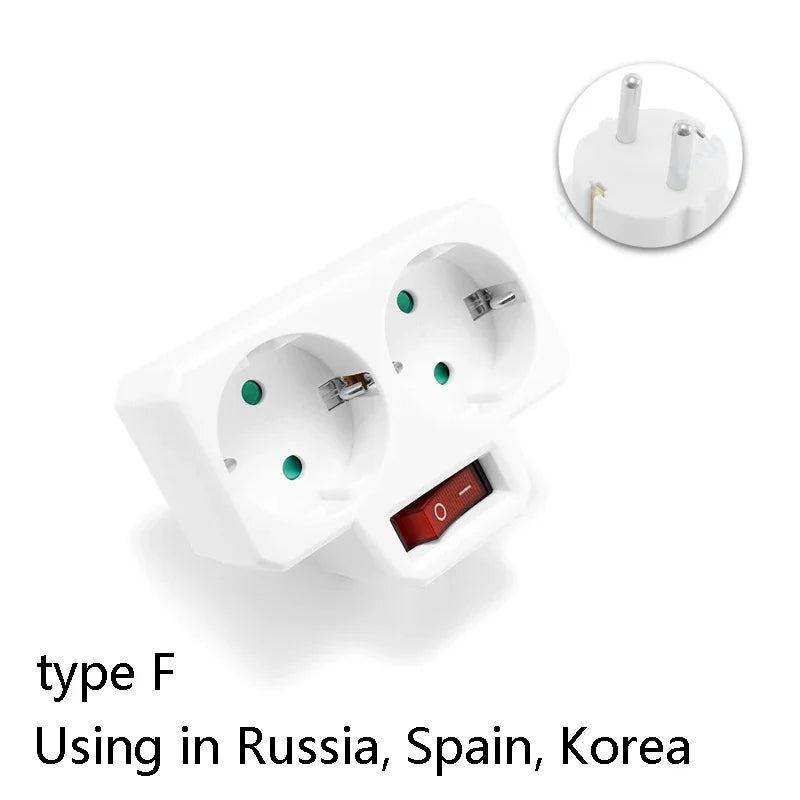 EU-Steckeradapter mit EIN/AUS-Schalter – 2-poliger 4,8 mm Stromadapter, Europäische Standard-Steckdose, Leistungsstarker Steckdosenkonverter