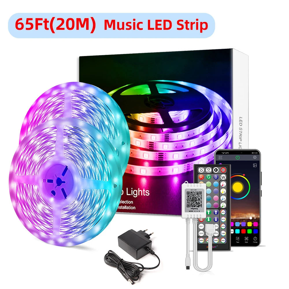 Mexllex RGB LED Streifen 15–30 m – Mit App & Fernbedienung, Musik-Synchronisation, Timer & Farbwechsel, Dimmbar für Gaming & Deko