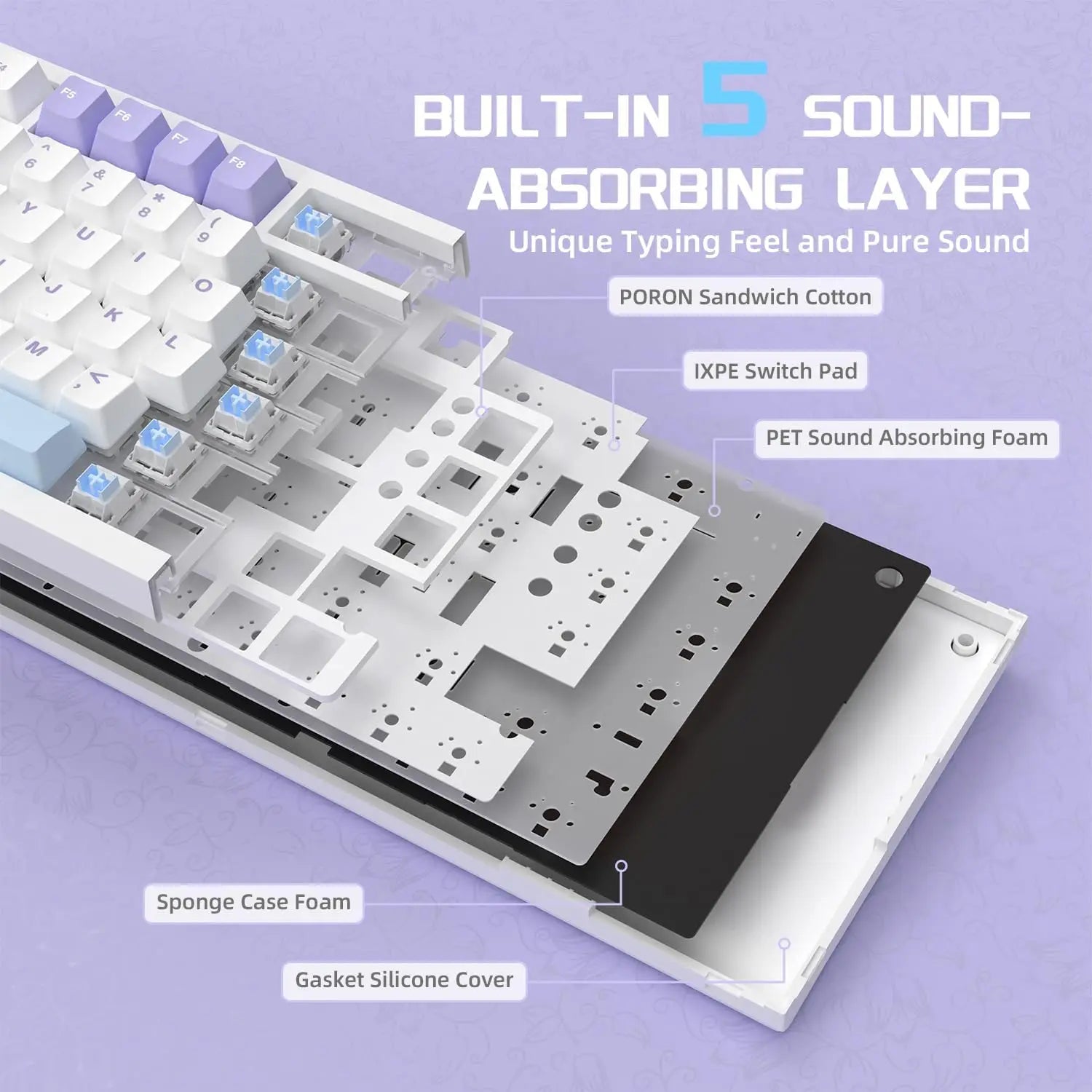 AJAZZ AK820PRO Mechanische Tastatur – 75% Layout, Dreifachmodus (2.4G / Bluetooth / Kabel), PBT-Keycaps, Hot-Swap & Gasket-Mount-Design