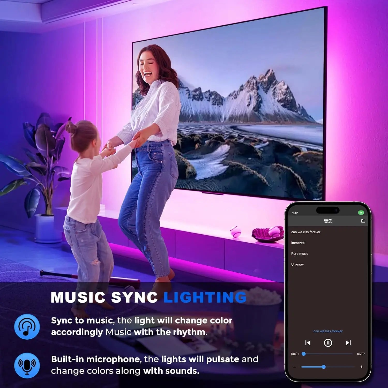 LED Neon Rope Lights with App/Remote Control, 24V Music Sync Waterproof Flexible DIY Design RGB Strip Lights for Bedroom Party