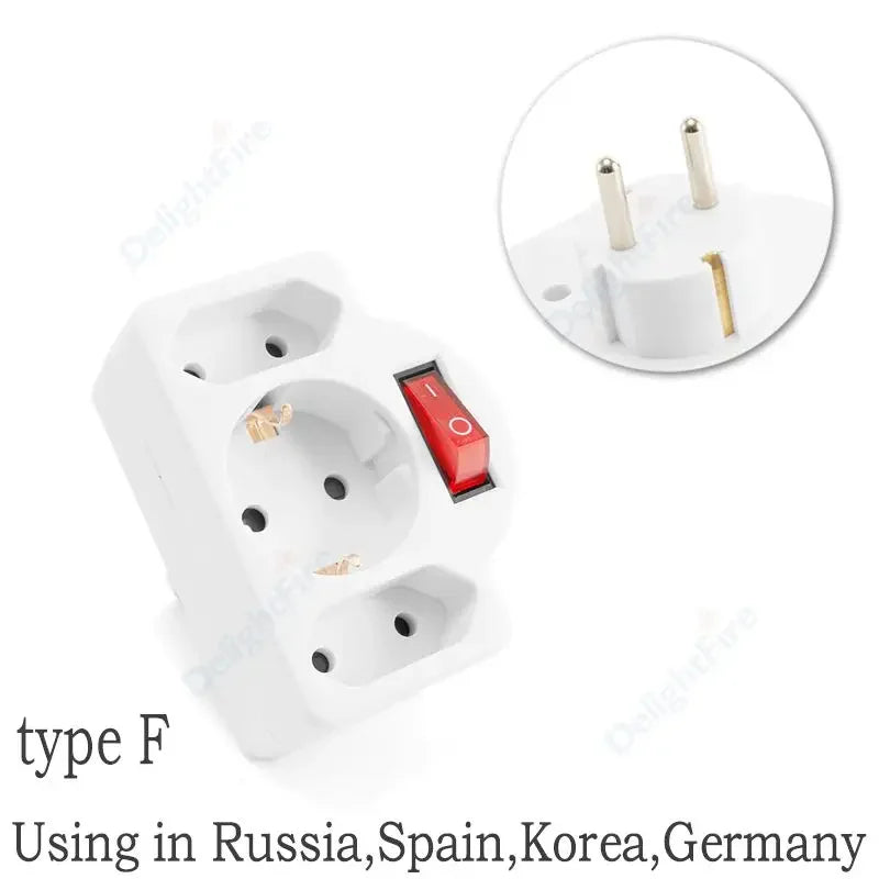 EU-Steckeradapter mit EIN/AUS-Schalter – 2-poliger 4,8 mm Stromadapter, Europäische Standard-Steckdose, Leistungsstarker Steckdosenkonverter