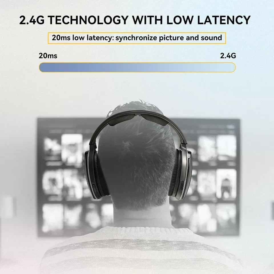 Kabelloser Bluetooth-Kopfhörer mit Multifunktions-Basis – Wiederaufladbares Headset für Handy, Computer & TV mit Energiesparfunktion