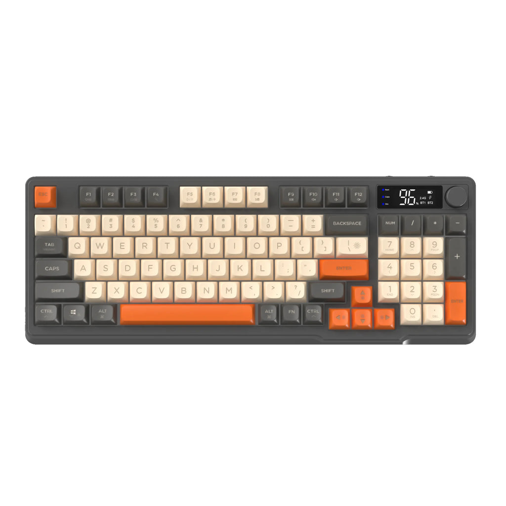 ZIYOU LANG Kabellose Gaming-Tastatur – Mit Display & Multifunktions-Drehknopf, Bluetooth/2.4 GHz, Leise Membrantasten & 3000 mAh Akku