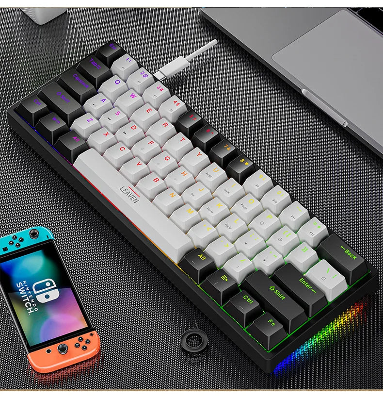 K620 Mini Mechanische Gaming-Tastatur – 60 % Layout, 61 Tasten, RGB, Hot-Swap & PBT-Keycaps, USB-C Kabelanschluss