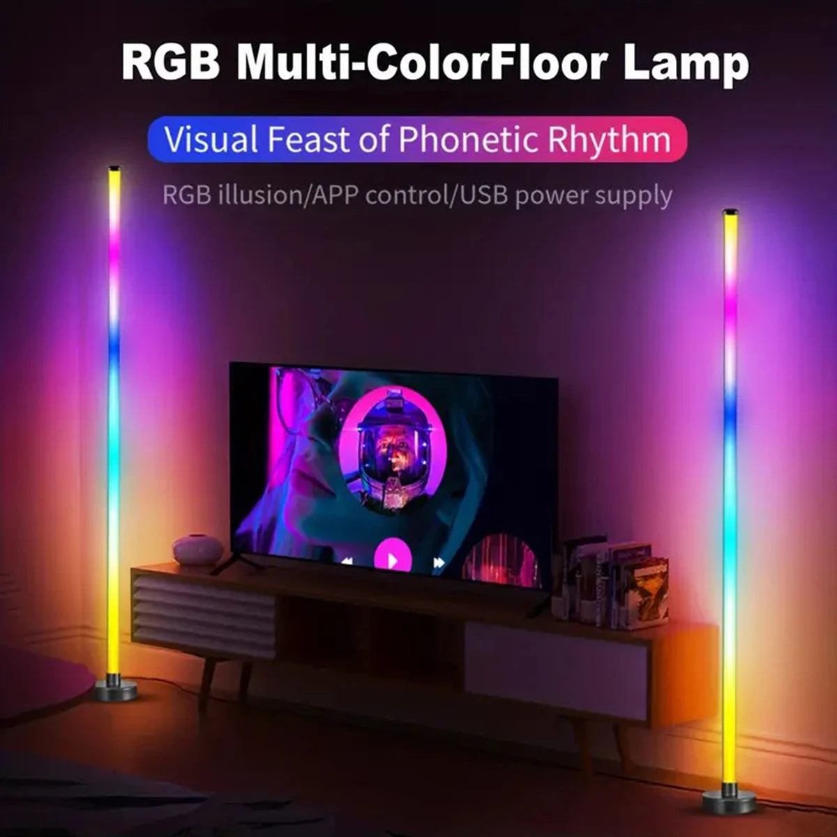 EISSLOLY 2er Set Intelligente RGB Stehlampen – App-Steuerung, Musik-Synchronisation & Eckbeleuchtung, Smart LED Stimmungslicht für Wohnzimmer & Gaming