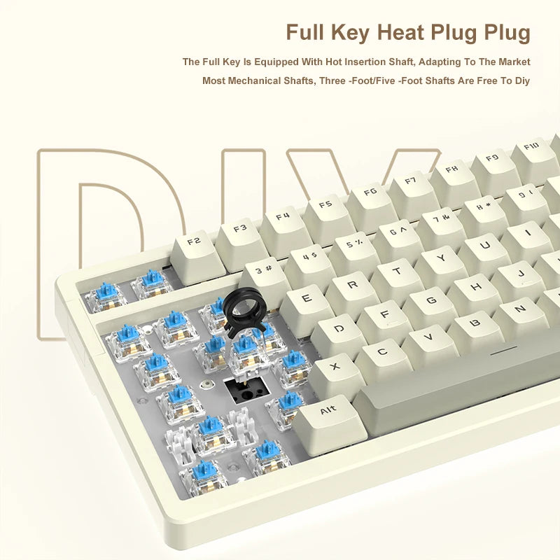 Ajazz AK992 Mechanische Tastatur – 98 Tasten, Hot-Swap, USB-Kabel & Multifunktions-Drehknopf, Vollformat Gaming Keyboard