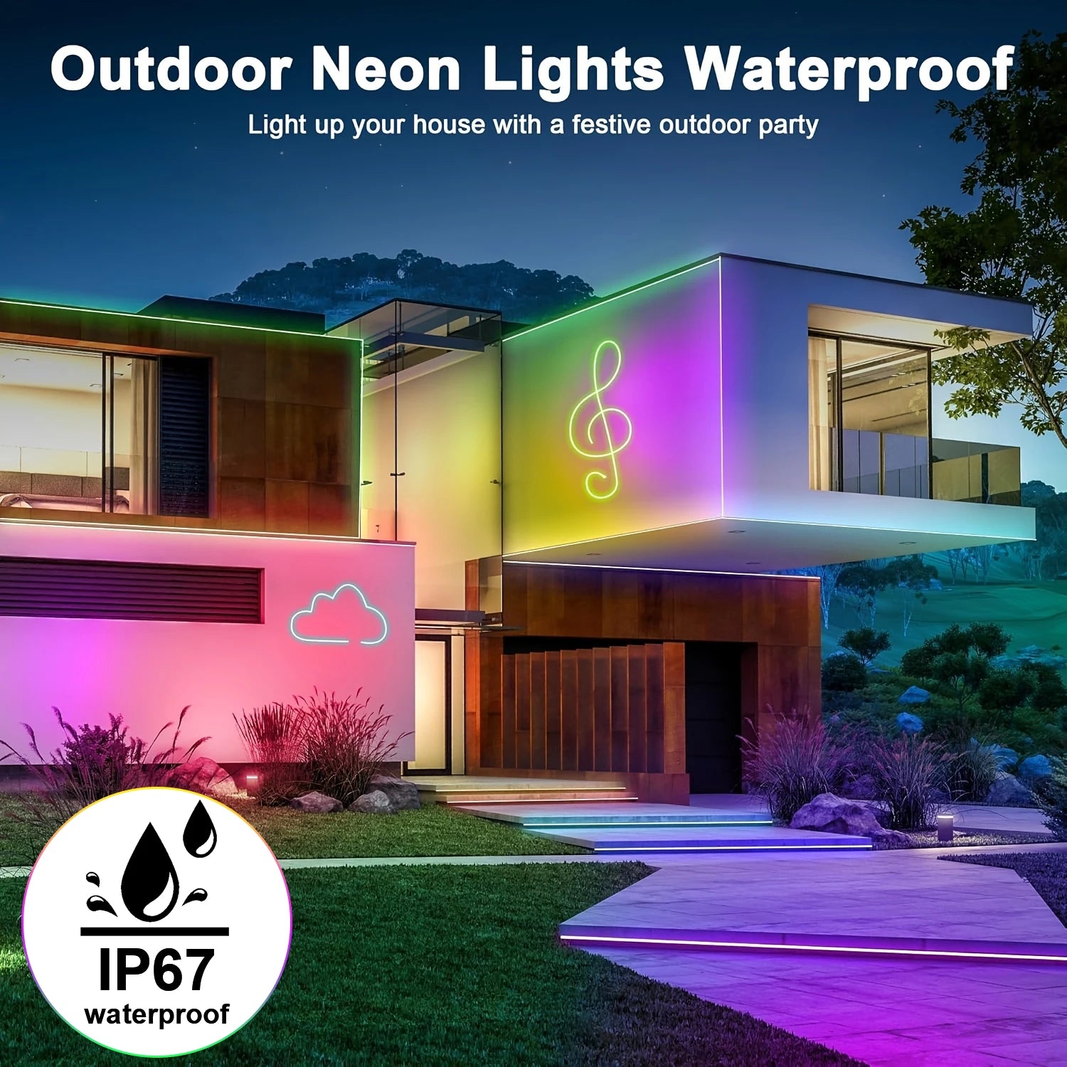 LED Neon Rope Lights with App/Remote Control, 24V Music Sync Waterproof Flexible DIY Design RGB Strip Lights for Bedroom Party