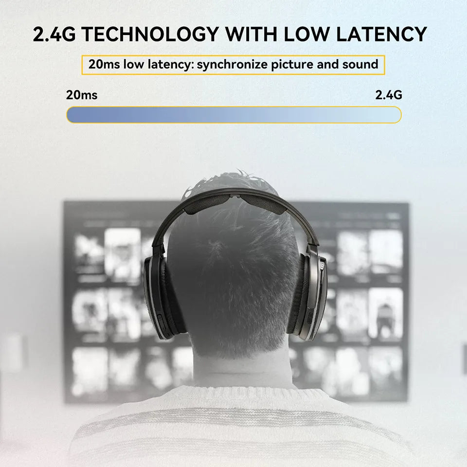 Kabelloser Bluetooth-Kopfhörer mit Multifunktions-Basis – Wiederaufladbares Headset für Handy, Computer & TV mit Energiesparfunktion