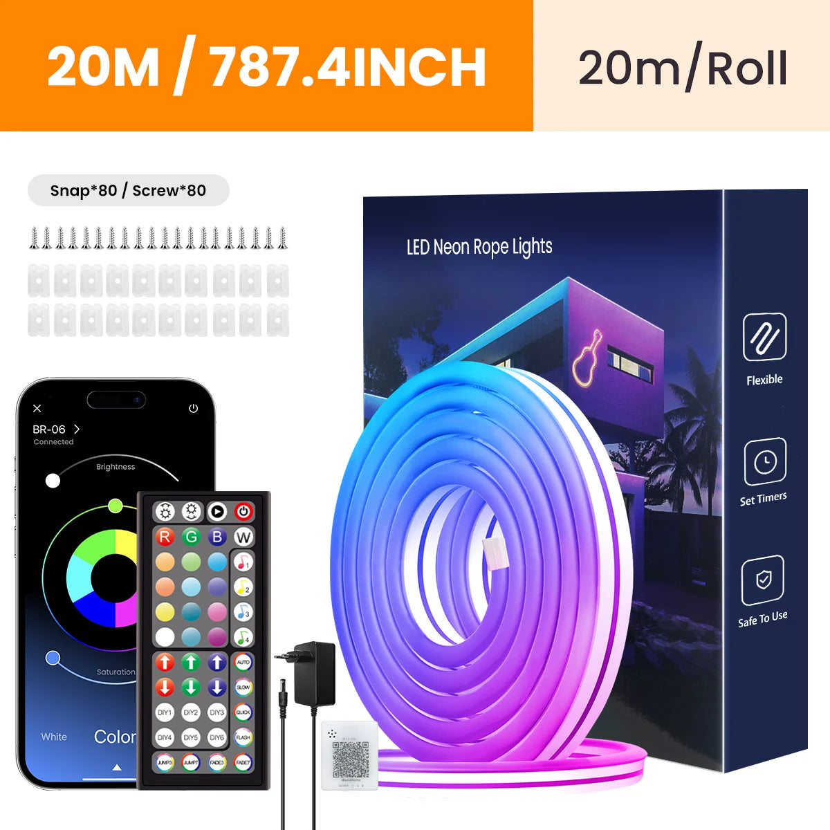 Flexible RGB Neon LED Seillichter – Mit App & Fernbedienung, Mehrfarbige IP65 Außenbeleuchtung, Deko-Licht für Haus, Garten & Zimmer