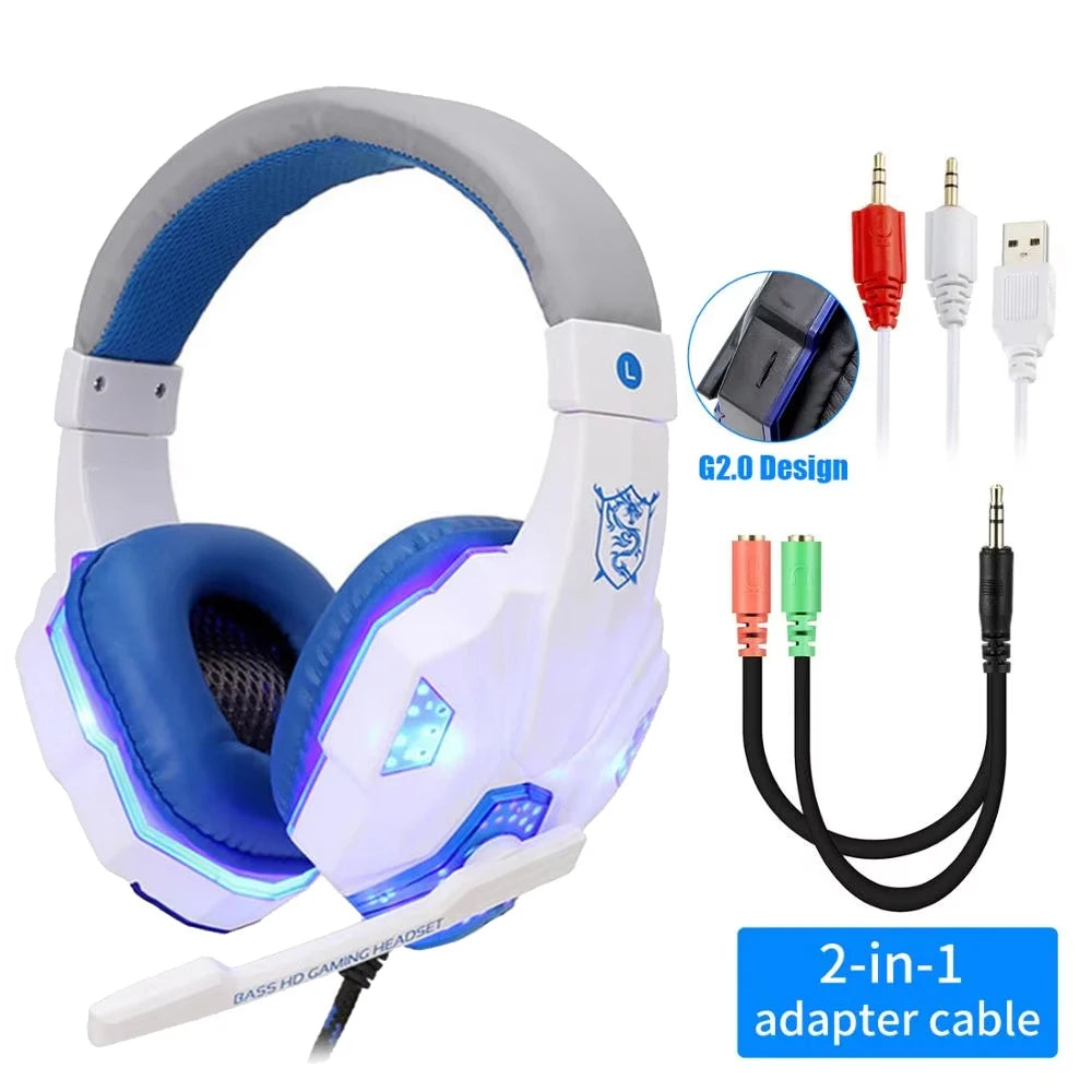 Professionelles LED Gaming-Headset – Mit Mikrofon, Bass Stereo Sound & RGB-Licht, Kabelgebunden für PC, PS4, PS5 & Xbox
