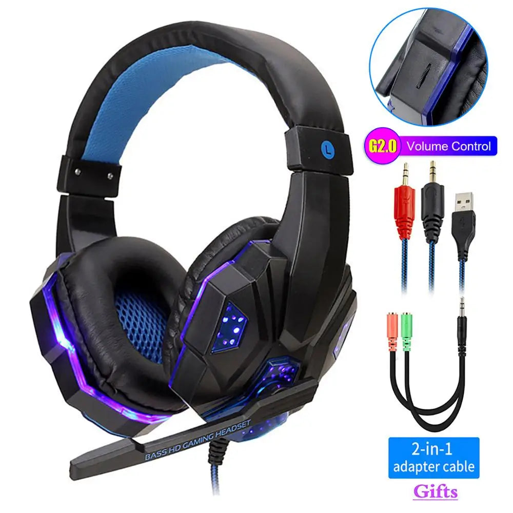 Professionelles LED Gaming-Headset – Mit Mikrofon, Bass Stereo Sound & RGB-Licht, Kabelgebunden für PC, PS4, PS5 & Xbox