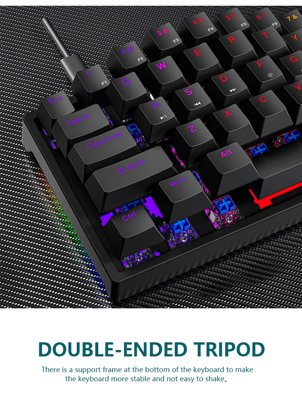 K620 Mini Mechanische Gaming-Tastatur – 60 % Layout, 61 Tasten, RGB, Hot-Swap & PBT-Keycaps, USB-C Kabelanschluss