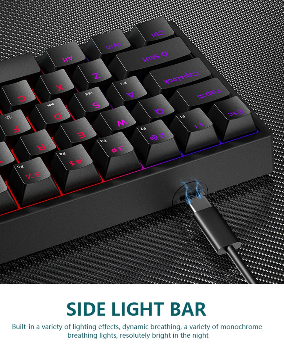 K620 Mini Mechanische Gaming-Tastatur – 60 % Layout, 61 Tasten, RGB, Hot-Swap & PBT-Keycaps, USB-C Kabelanschluss