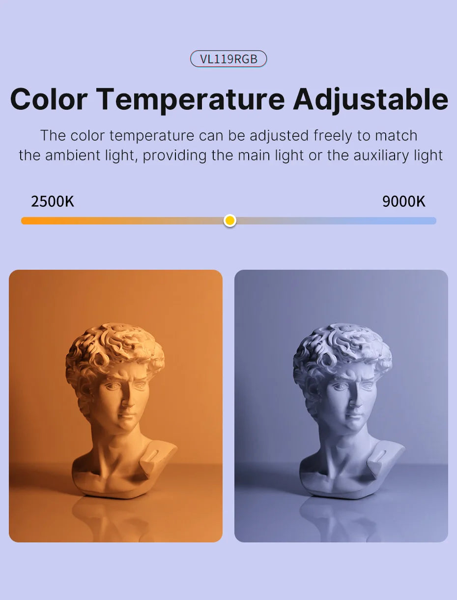 Ulanzi VL119 Handheld RGB Lichtstab – Tragbare LED Stick Light 50 cm, CRI 95+, 2500K–9000K, Wiederaufladbare Studio-Fotolampe