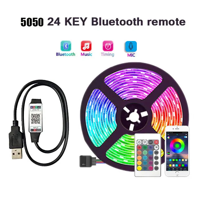 USB RGB LED Streifenlicht – Selbstklebendes LED-Band 1–20 m, Farbwechsel Lichtkette für TV, Kinderzimmer & Wohnraumdekoration