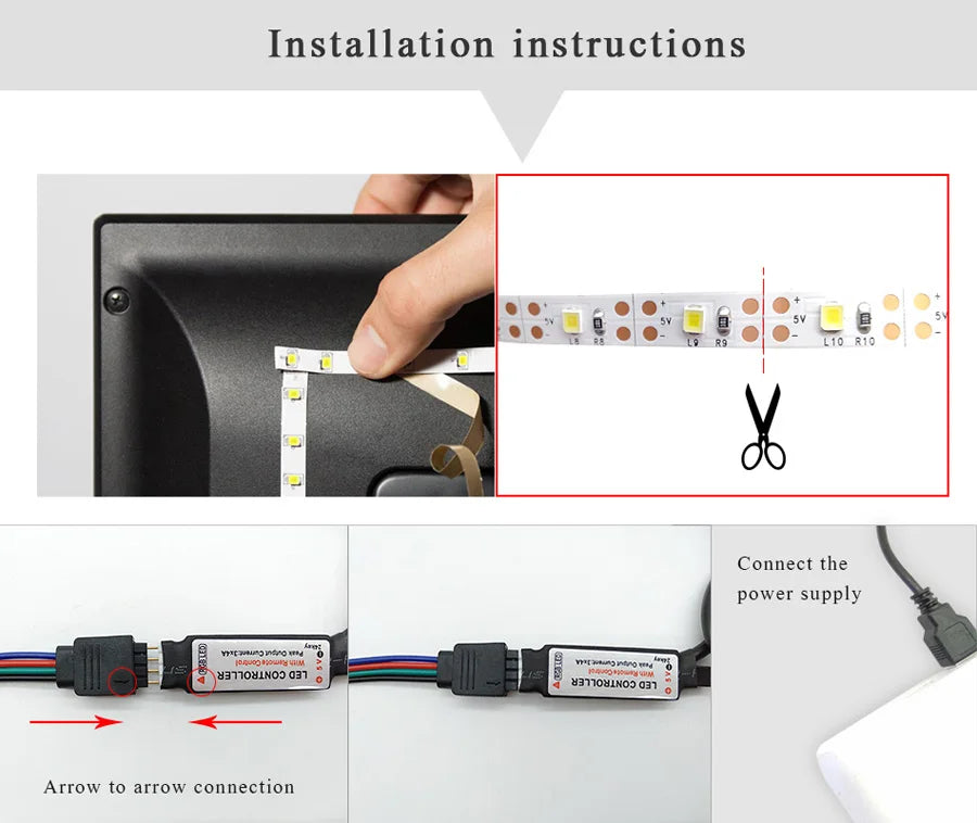 USB RGB LED Streifenlicht – Selbstklebendes LED-Band 1–20 m, Farbwechsel Lichtkette für TV, Kinderzimmer & Wohnraumdekoration