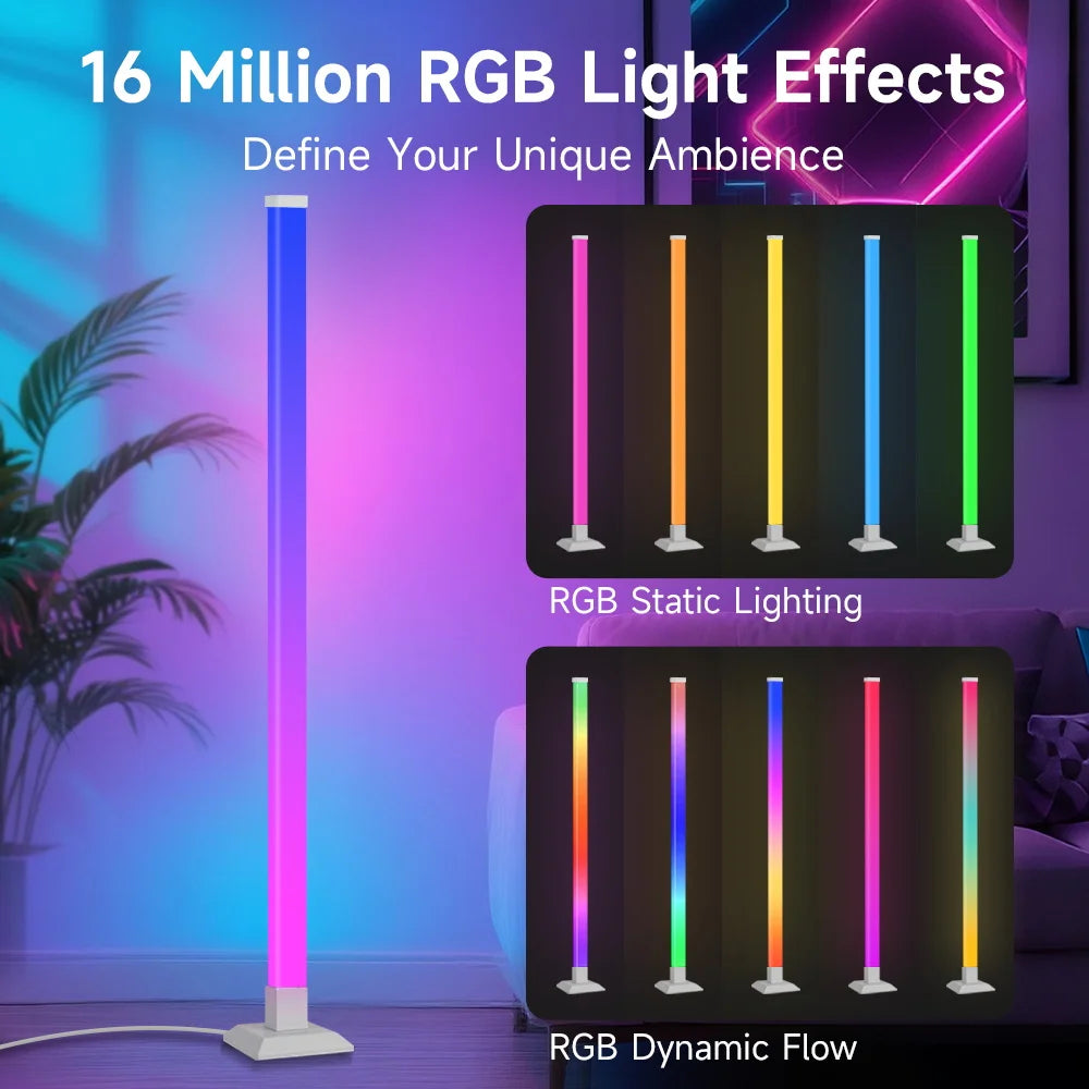 RGB Stehlampe 150 cm – Mit Fernbedienung, 16 Farben Deko-Stehleuchte für Wohnzimmer, Schlafzimmer & Esszimmer