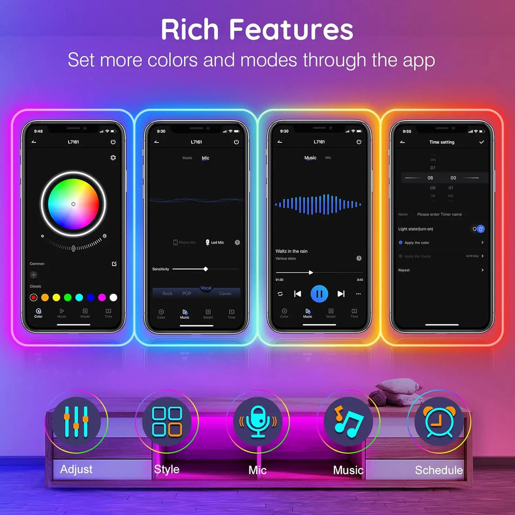 Flexible RGB Neon LED Seillichter – Mit App & Fernbedienung, Mehrfarbige IP65 Außenbeleuchtung, Deko-Licht für Haus, Garten & Zimmer