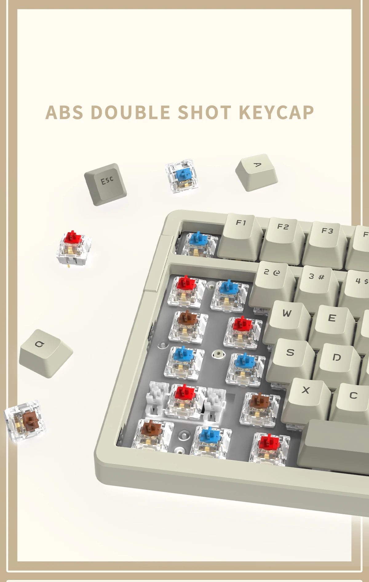 Ajazz AK992 Mechanische Tastatur – 98 Tasten, Hot-Swap, USB-Kabel & Multifunktions-Drehknopf, Vollformat Gaming Keyboard