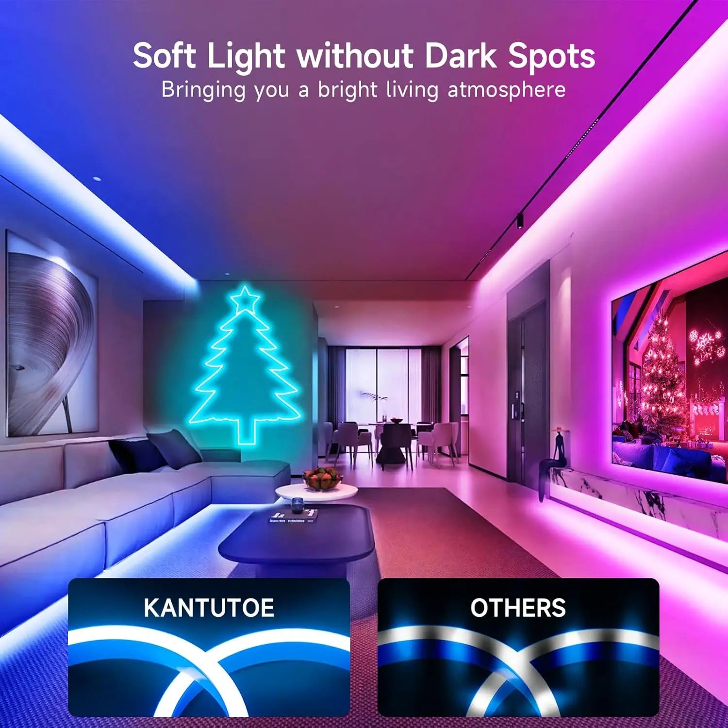 LED Neon Rope Lights with App/Remote Control, 24V Music Sync Waterproof Flexible DIY Design RGB Strip Lights for Bedroom Party