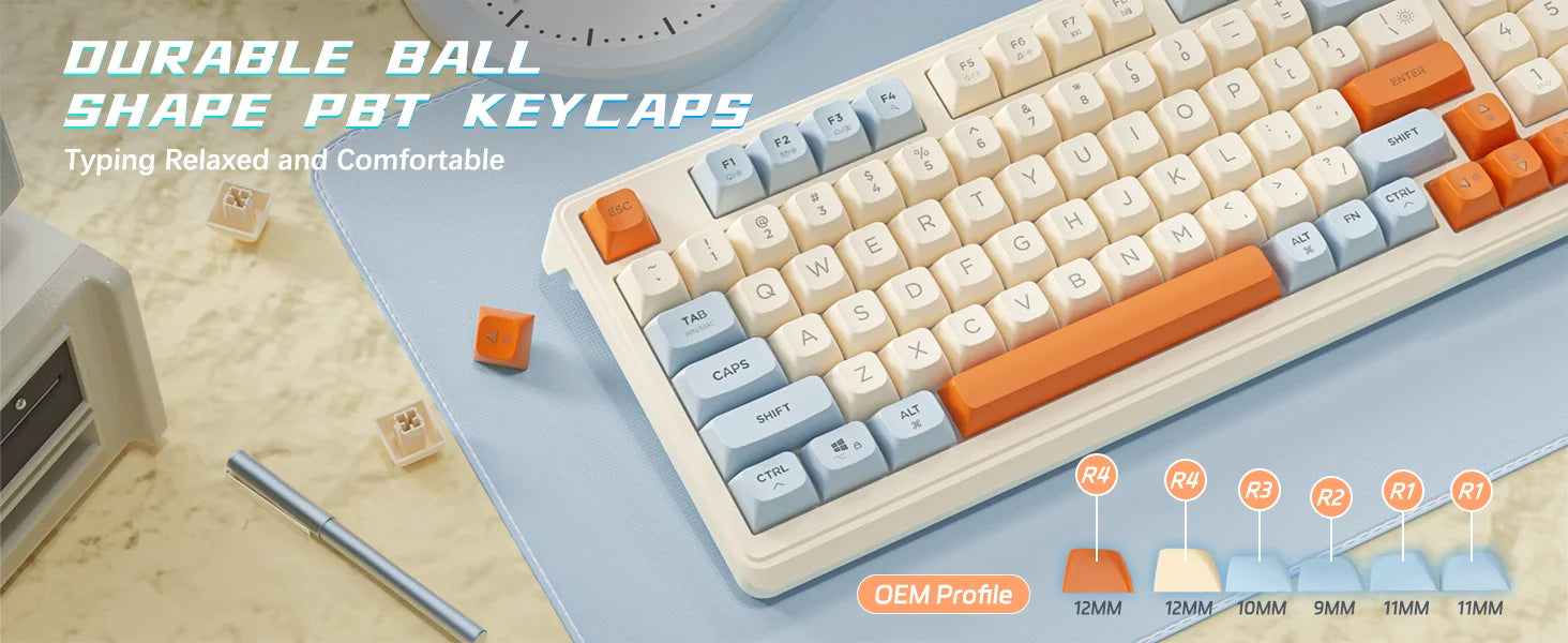ZIYOU LANG Kabellose Gaming-Tastatur – Mit Display & Multifunktions-Drehknopf, Bluetooth/2.4 GHz, Leise Membrantasten & 3000 mAh Akku